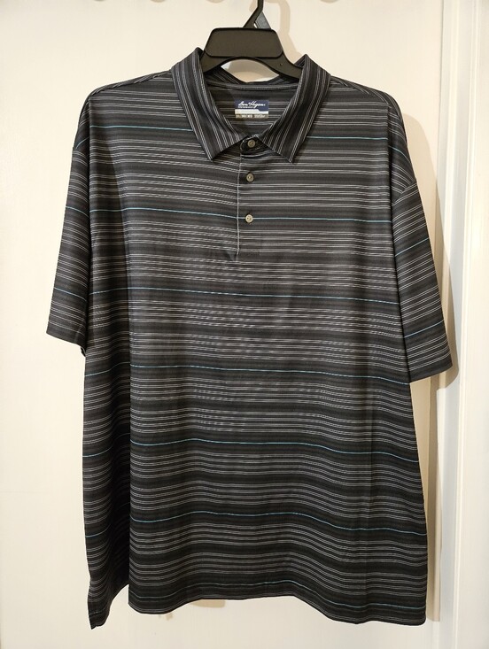 Other - Ben Hogan Mens 3XL Golf Polo Shirt Black Gray Stripe Performance Stretch NWT